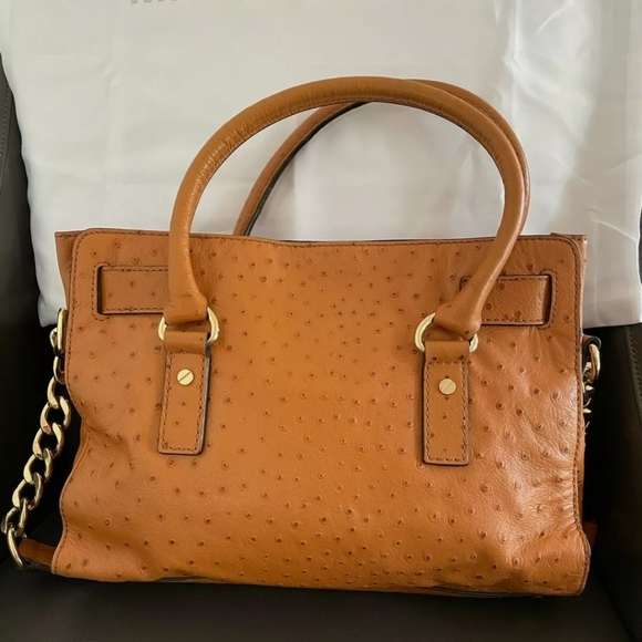 🥳HP🥳Michael Kors Brown Gold Hamilton Leather Tote Bag - Picture 2 of 14